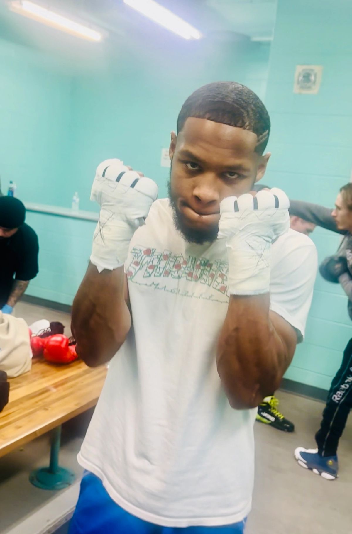 Fighter posing after a win